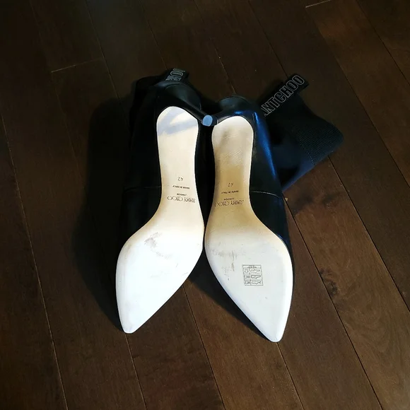 Jimmy Choo Brandon 85 Soft Leather Sock Ankle Spell Out Bootie - Picture 10 of 15